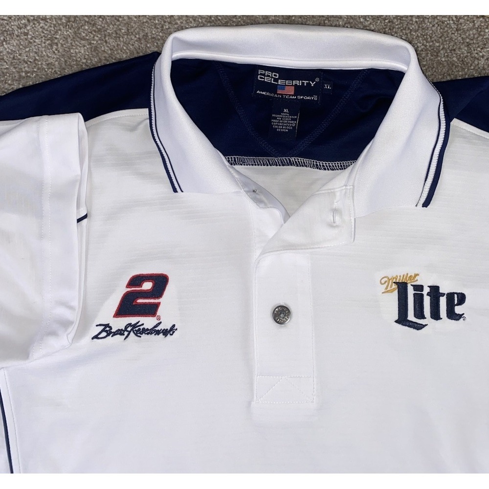 Pro Celebrity Brad Keselowski Polo Shirt Miller Lite Mens XL Performance Read
